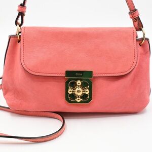 Chloé Elsie Pink Leather 2 Way Shoulder Crossbody Bag Gold Hardware